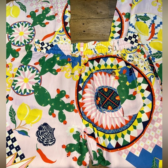 ANTHROPOLOGIE Maeve Straight-Leg Pull-On
Silk Pants Multicolor Pink yellow Sz S - Picture 10 of 13